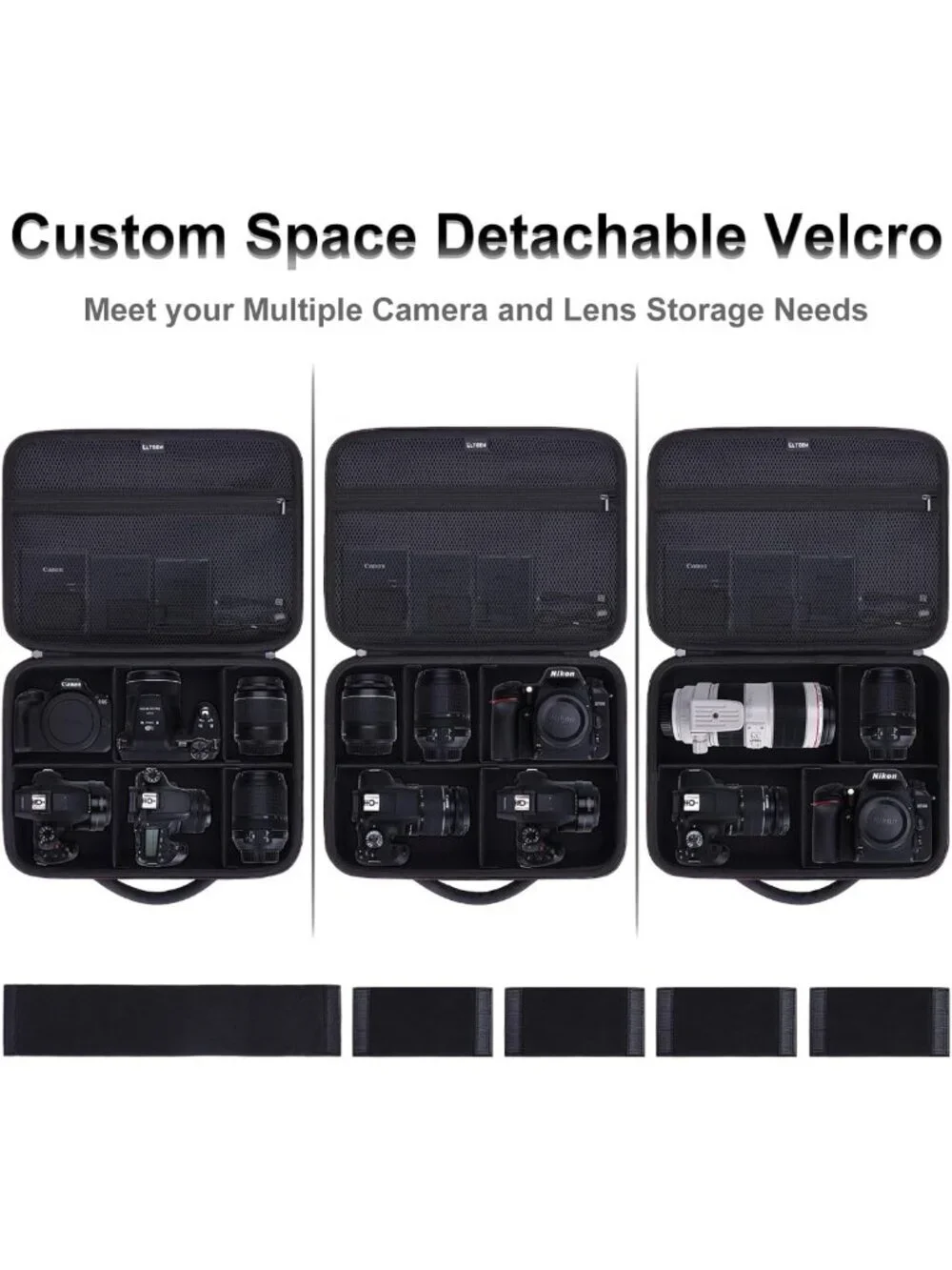 Spacious Black Camera Bag for DSLR & Mirrorless Cameras with Multiple Lens